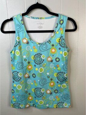 Be Inspired Womens Sleeveless Tank Top S Circles & Swirls Pattern Turquoise